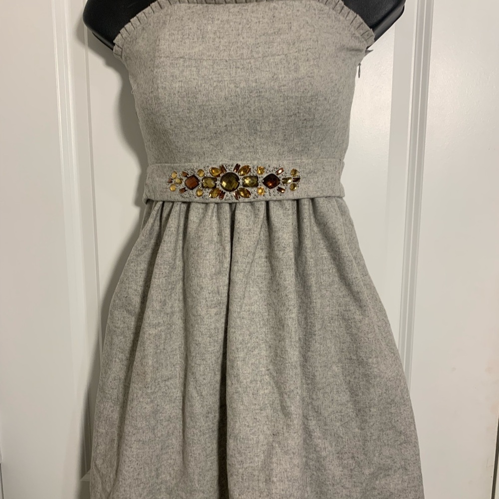 Banana Republic Strapless Gray Dress with Embellished Waist